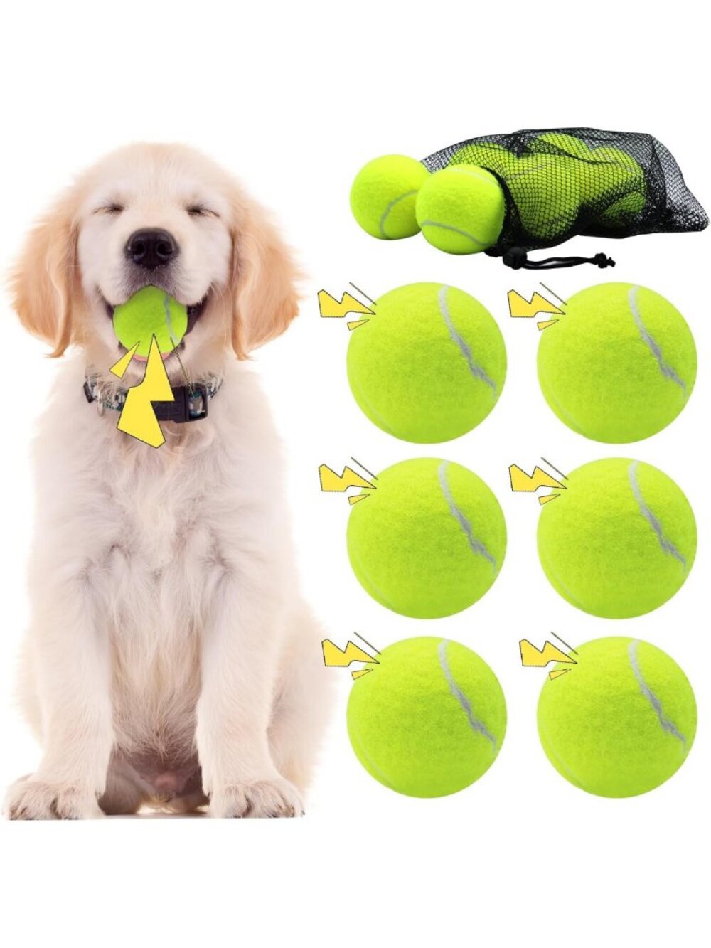 Squeaky Dog Tennis Balls, 2.5 Inch Training Balls for Fetch & Playtime